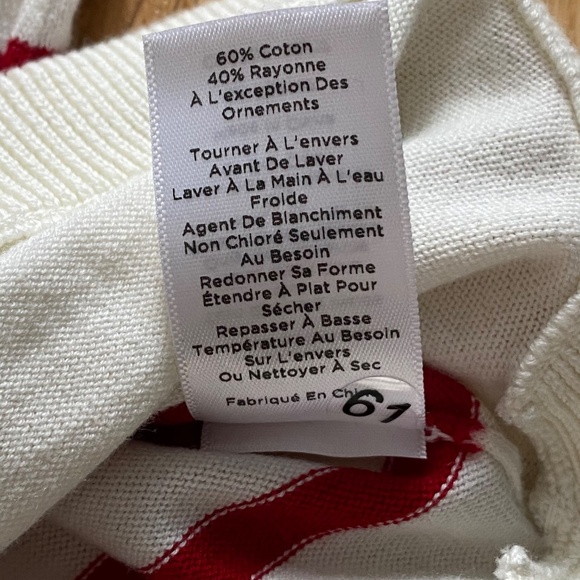 Talbots Striped Bow Sweater White Red Long Sleeve Size XS - Picture 5 of 10